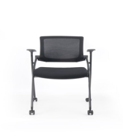 Silla de Visita N1 con ruedas en tela negra y mesh