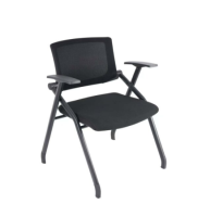 Silla de Visita N1 con regatón en tela negra y mesh