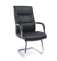 Silla de Visita Magnus Vinipiel Negro y Base de Trineo Cromada