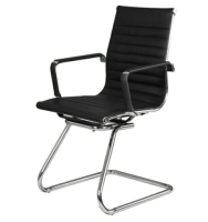 Silla de Visita Vista Vinipiel Negro y Base de Trineo Cromada 1001V